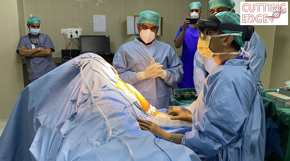 Dr Ashish Babhulkar began training in the HoloLens 2 in July 2020 and after mastering the skill curve, started integrating patient data. (Express photo)