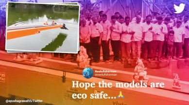 Ganesh Chaturthi, Ganesh Visarjan, Ganesh Chaturthi 2022, Kolhapur Ganpati visarjan, Conveyor belt ganesh visarjan, viral video ganesh visarjan, Indian express