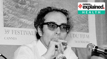 Film director Jean-Luc Godard at Cannes Festival on May 25, 1982. (Via AP)