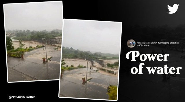 Hurricane fiona, Hurricane fiona Puerto Rico, hurricane Fiona washes away bridge in Puerto Rico, bridge breaks down in Puerto Rico hurricane, viral video floods wash away bridge puerto rico, Indian express