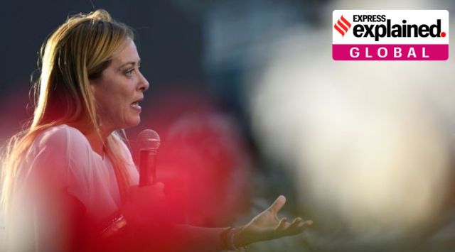 Giorgia Meloni, leader of the far-right Brothers of Italy party, speaks during a rally in Duomo square ahead of the Sept. 25 snap election, in Milan, Italy, September 11, 2022. (Reuters Photo: Flavio Lo Scalzo)