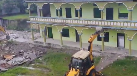 On August 31, the Markazul Ma-Arif Quariayana Madrasa at Bongaigaon district was demolished. (ANI)
