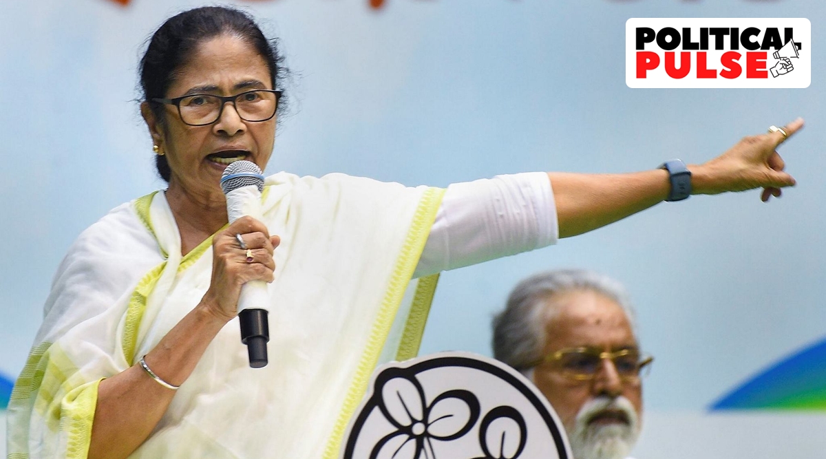 West Bengal Chief Minister and TMC supremo Mamata Banerjee addresses the party's organisational meeting, at Netaji Indoor Stadium in Kolkata, September 8, 2022. (PTI)