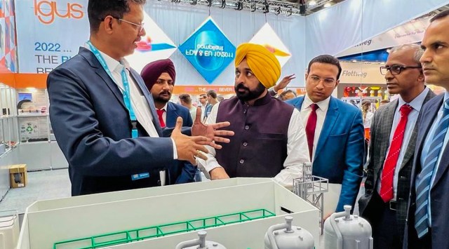 Punjab Chief Minister Bhagwant Mann during his visit to International Trade Fair in Munich, Germany (PTI Photo) 