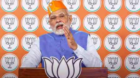 Prime Minister Narendra Modi addresses Council of Mayors and Deputy Mayors of BJP in Gujarat, via video conferencing from Delhi. (PTI Photo)