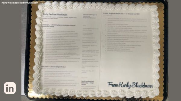 Woman sends resume printed on cake to Nike, Edible cake CV nike, CV printed on cake Nike, Viral Linkedin posts, Valiant Labs cake CV, Woman sends CV on cake to Nike party, viral resume tricks, Indian express