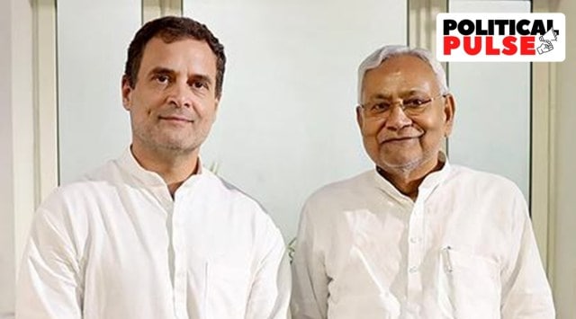 Bihar Chief Minister Nitish Kumar meets Congress leader Rahul Gandhi at the latter's residence in New Delhi, Monday, Sept. 5, 2022. (PTI Photo)