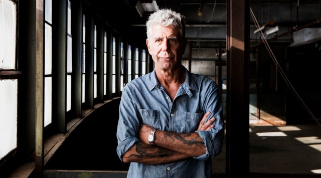 FILE — Anthony Bourdain on Pier 57, where he was planning to open Bourdain Market, in New York, Sept. 20, 2015. (Alex Welsh/The New York Times)
