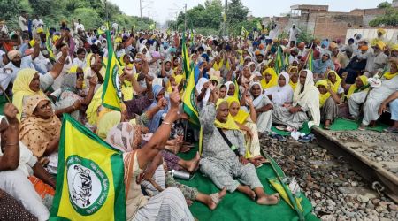 A glimpse from the rail roko protest by BKU Ugrahan at Maur in Bathinda. 