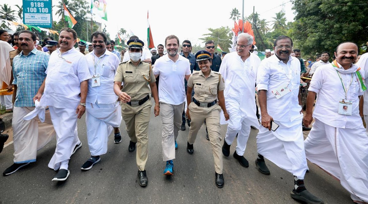 Congress leader Rahul Gandhi during the 'Bharat Jodo Yatra' in Kollam, Kerala. (PTI Photo)