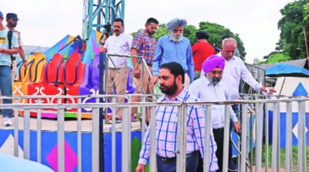Mohali mayor Amarjit Singh Sidhu at Dussehra ground in Sector 62 on Sunday. (Express photo by Jasbir Malhi)