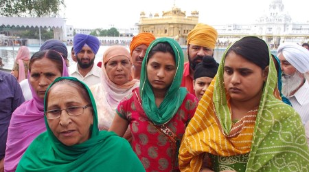 Sarabjit Singh's sister Dalbir Kaur, wife Sukhjit Kaur, and his daughters Swapandeep Kaur and Poonam are seen in this 2013 photo. (Express photo by Rana Simranjit Singh)