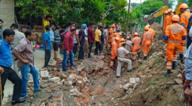 Noida housing society wall collapses, indian express