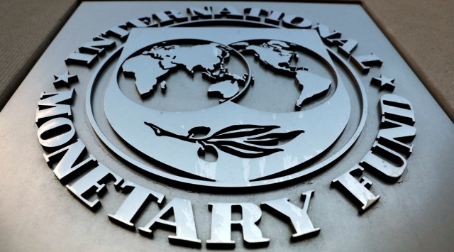 The International Monetary Fund (IMF) logo is seen outside the headquarters building in Washington, United States, September 4, 2018. (Reuters/File)
