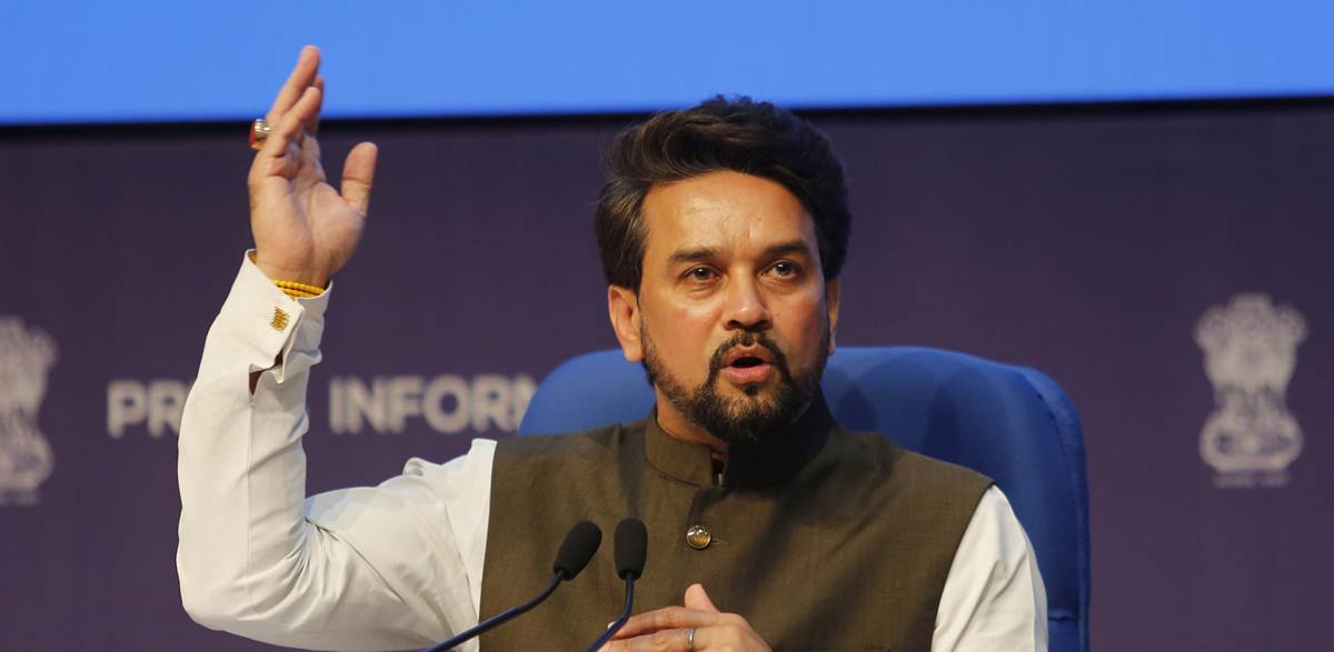 Union minister Anurag Singh Thakur during cabinet briefing in new delhi on 12.10.2022,Wednesday  (Express photo by Anil Sharma)