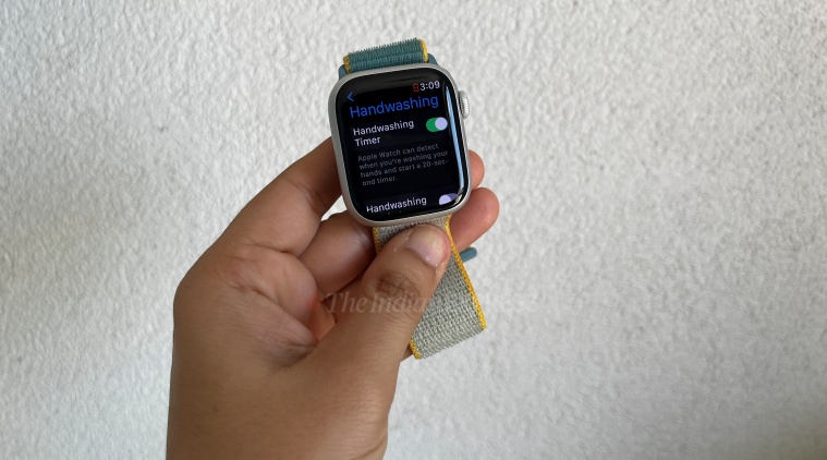 Apple Watch Series 8 hand wash settings are seen in this photo