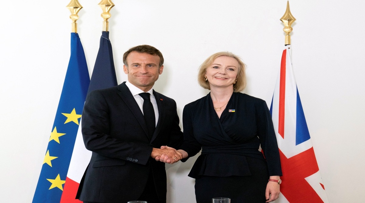 British Prime Minister Liz Truss and French President Emmanuel Macron. (AP)