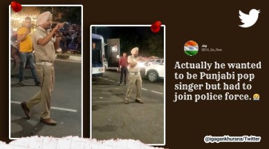 Chandigarh cop sings Daler Mehndi song, Bolo Ta Ra Ra, no parking, Chandigarh Police, traffic cop, Diwali festival, Twitter, viral, trending, Indian Express