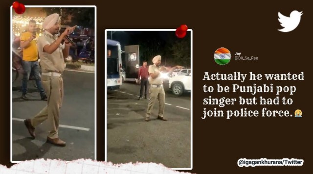Chandigarh cop sings Daler Mehndi song, Bolo Ta Ra Ra, no parking, Chandigarh Police, traffic cop, Diwali festival, Twitter, viral, trending, Indian Express