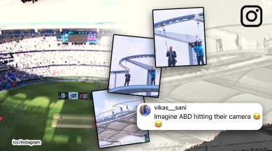 Commentator climbs atop stadium, Perth, Optus Stadium, ICC T20 World Cup, Pakistan vs Netherlands, cricket, viral, trending, Indian Express