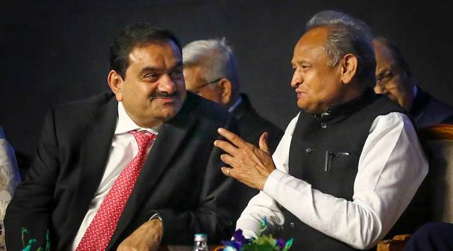  Rajashtan CM Ashok Gehlot and Adani Group Chairman Gautam Adani during the Invest Rajasthan Summit 2022, in Jaipur, Friday, Oct. 7, 2022. (PTI/File)