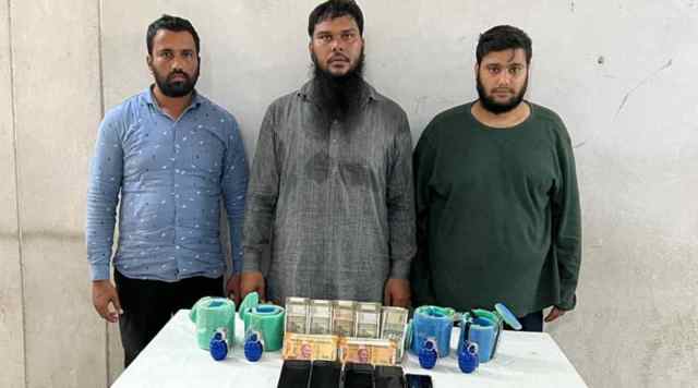 Maaz Hassan Farooq (right) with the other accused. (Express Photo)