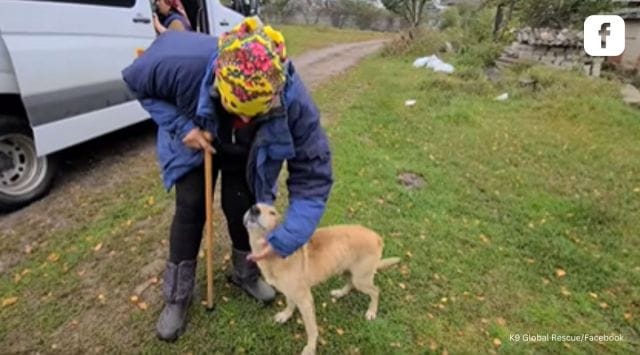 dog reunites with woman, Ukraine woman reunites with dog, Ukraine, pet dog reunites with woman, indian express