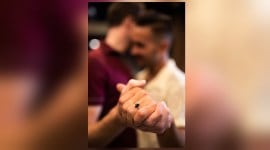 queer couple, LGBTQ couple, engagement rings, stone