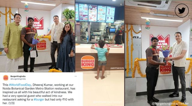 Burger King, little girl orders burger at restaurant, Rs 10, burger, fast food restaurant, Noida, Botanical Garden metro station, viral, trending, Indian Express