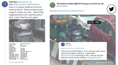 Man challenges Bengaluru traffic police, helmet, challan, Bengaluru City Traffic Police, vehicle, two-wheeler, Bangalore, viral, trending, Indian Express