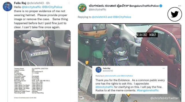 Man challenges Bengaluru traffic police, helmet, challan, Bengaluru City Traffic Police, vehicle, two-wheeler, Bangalore, viral, trending, Indian Express