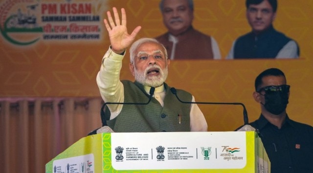 Prime Minister Narendra Modi addresses the PM Kisan Samman Sammelan 2022 at Pusa in New Delhi, Monday, Oct 17, 2022. (PTI Photo/Atul Yadav) 
