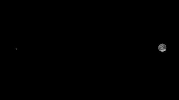 NASA's Lucy's image of the Earth and the Moon