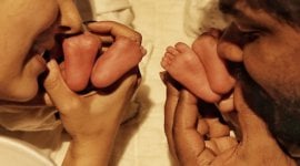 Nayanthara and Vignesh Shivan with their twins