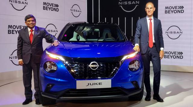 New Delhi: Nissan Motor India Pvt Ltd MD Rakesh Srivastava with Nissan India Operation President Frank Torres at the unveiling of the company's 'X-Trail', 'Qashqai' and 'Juke' SUVs, at Aerocity in New Delhi, Tuesday, Oct. 18, 2022. (PTI Photo)