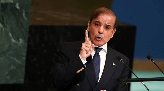 Pakistan's Prime Minister Muhammad Shehbaz Sharif addresses the 77th United Nations General Assembly at the UN headquarters in New York City. (Reuters/File)
