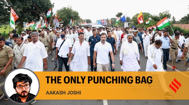 Rahul Gandhi marching on Day 10 of the Karnataka leg of Bharat Jodo Yatra.