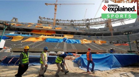 Worker inside the Lusail stadium in Qatar, which will host the 2022 FIFA World Cup. ( Reuters/File)
