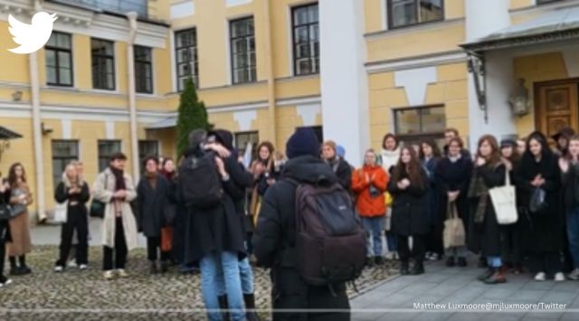 Russian professor take part in anti war protest, st petersburg professor cheered by students, russia's anti-war protest, indian express