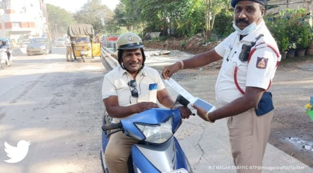 Bengaluru cop gets caught for wearing half helmet, photograph shows ...