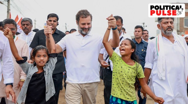 Congress leader Rahul Gandhi with young supporters during the party's 'Bharat Jodo Yatra', in Ballari district. (PTI)