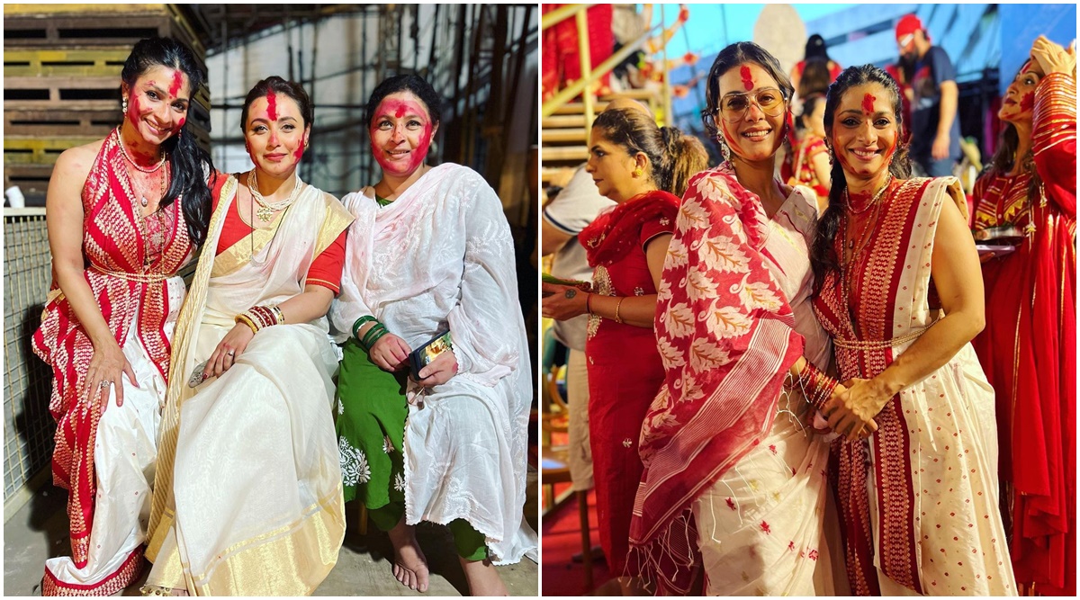 Rani Mukhar Xxx - Inside Rani Mukerji, Kajol's sindoor khela festivities. Watch video |  Bollywood News, The Indian Express