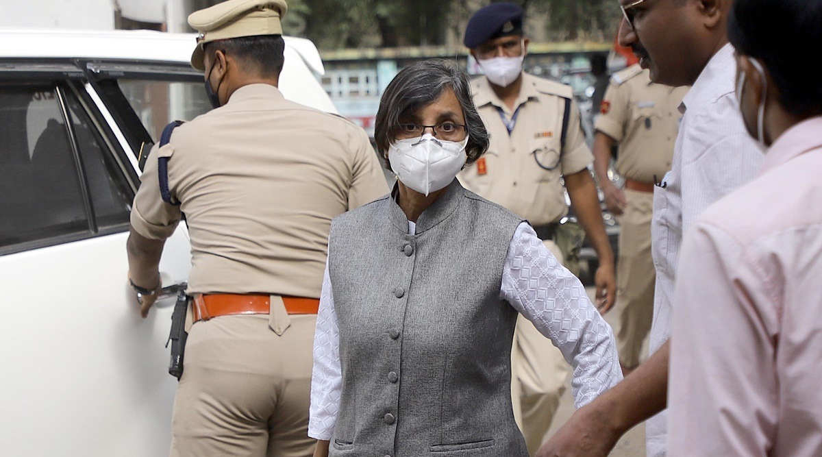 FILE-IPS officer and former commissioner of Pune city police Rashmi Shukla appears as a witness before the Koregaon Bhima Commission of Inquiry on 4/2/22 in Pune.(Express Photo By Pavan Khengre)