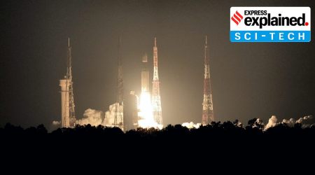 Indian Space Research Organisation (ISRO)'s heaviest rocket LVM3-M2 lifts-off from the second launch pad at the Satish Dhawan Space Centre in Sriharikota, Sunday, Oct. 23, 2022. (PTI Photo/R Senthil Kumar) 