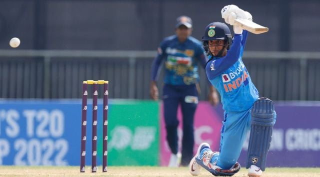 Jemimah Rodrigues plays a shot during her innings vs Sri Lanka in India's 2022 Asia Cup opener. (Photo: BCCI Women/Twitter)