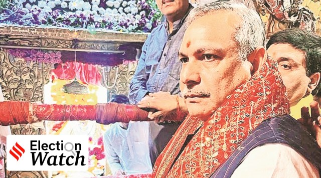 BJP national vice-president Saudan Singh at Mata Chintpurni temple in Una on Friday. (Twitter/ @saudansinghbjp)
