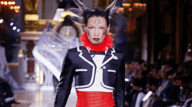 Bella Hadid for Thom Browne at Paris Fashion Week.
(Source: Bella Hadid/Instagram)