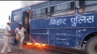 Bihar: Three killed as motorcycle’s fuel tank explodes after being hit by police bus