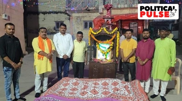 Matar BJP MLA Kesarisinh Solanki (in white shirt) at Undhela, during Navratri celebrations.