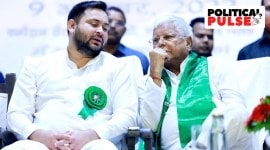 Tejashwi Yadav and Lalu Prasad at the RJD national executive meet in Delhi. ANI no alt set